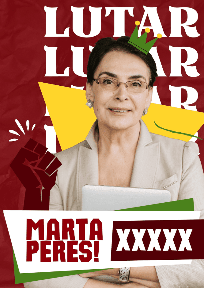 Exemplo de santinho feminino com tema vermelho